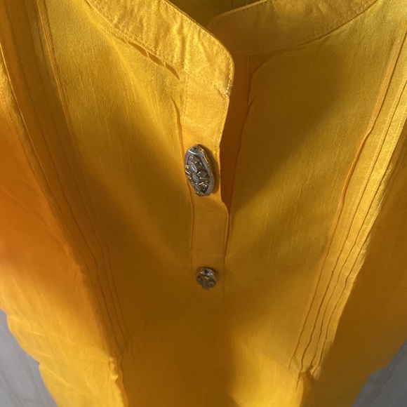 Customised yellow colour kurti style top - Picture 2 of 6